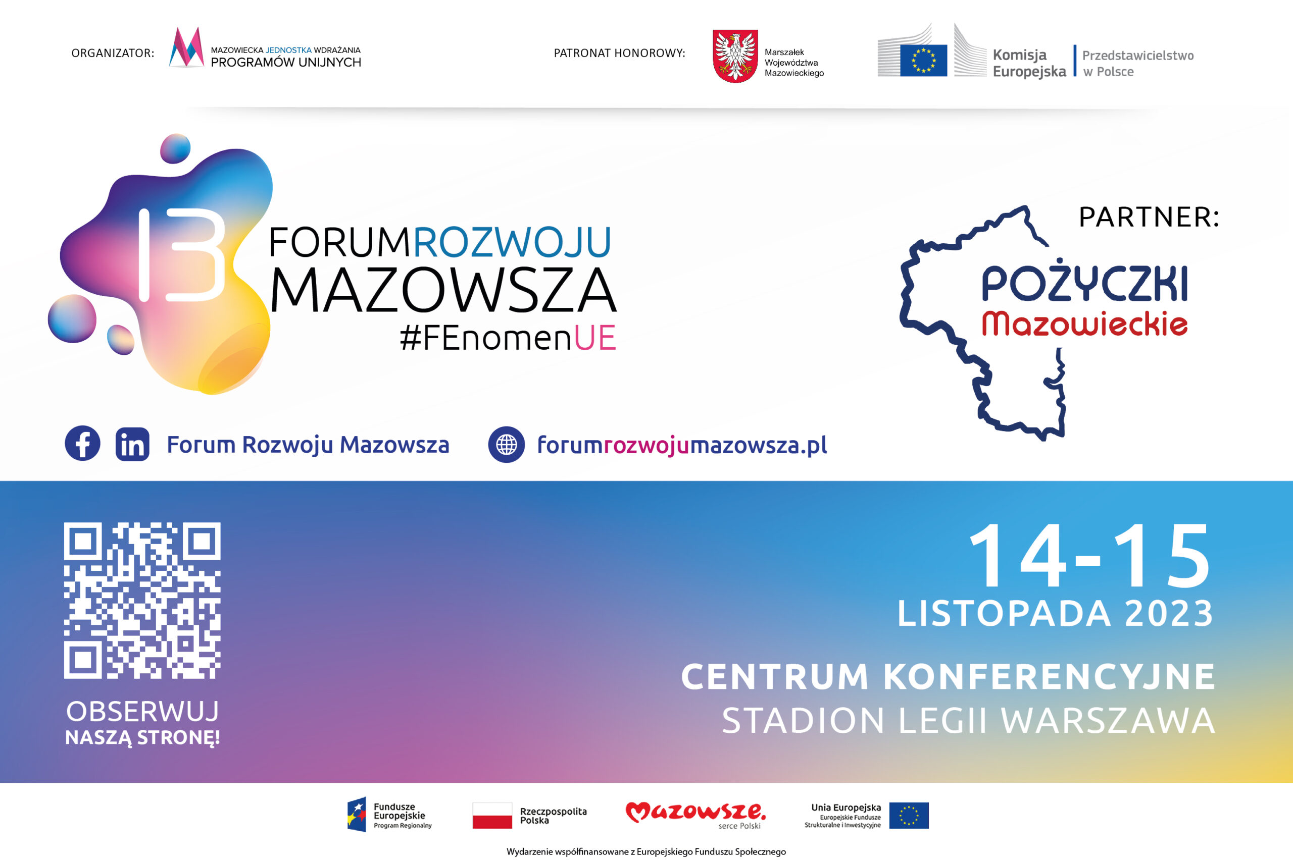 Zaproszenie na Forum Rozwoju Mazowsza 14-15 listopada 2023